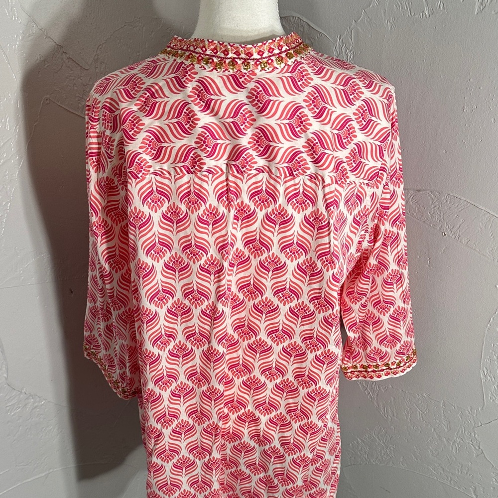 Foxcroft Pink and White Patterned Blouse - Picture 5 of 14